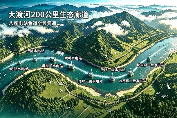 1图为八座电站鱼道全线贯通展示图_副本